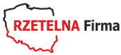 logo rzetelna firma - napis wpisany w mapę Polski